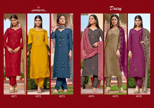 Rangoon Daisy Viscose Embroidery Designer Readymade suit